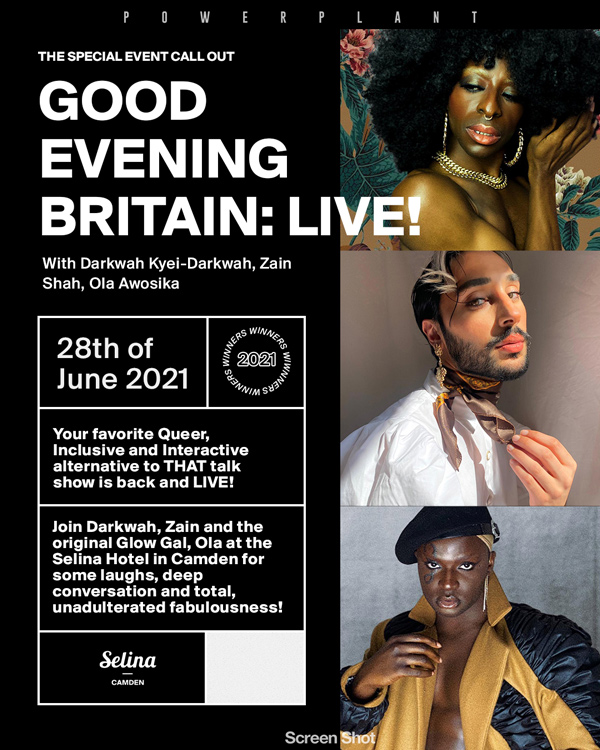 GOOD EVENING BRITAIN: LIVE! Join Darkwah Kyei-Darkwah, Zain Shah and Glow with Ola for a night of queer fabulousness