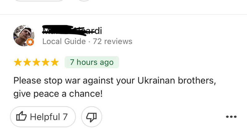 People are hijacking Google restaurant reviews to tackle disinformation in Russia