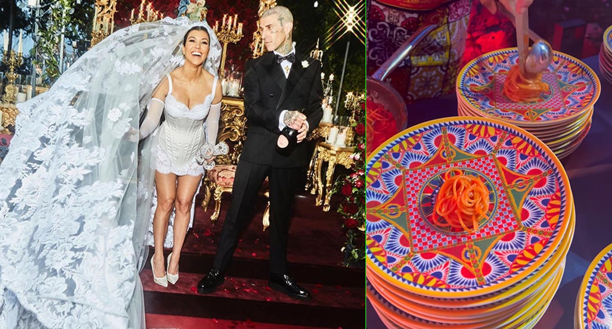 The internet roasts Kourtney Kardashian and Travis Barker’s wedding for ‘saddest ever’ pasta portions