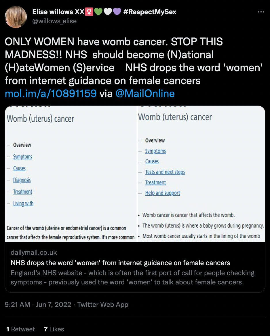 NHS receives heavy backlash for dropping the word ‘women’ from online cancer guidance