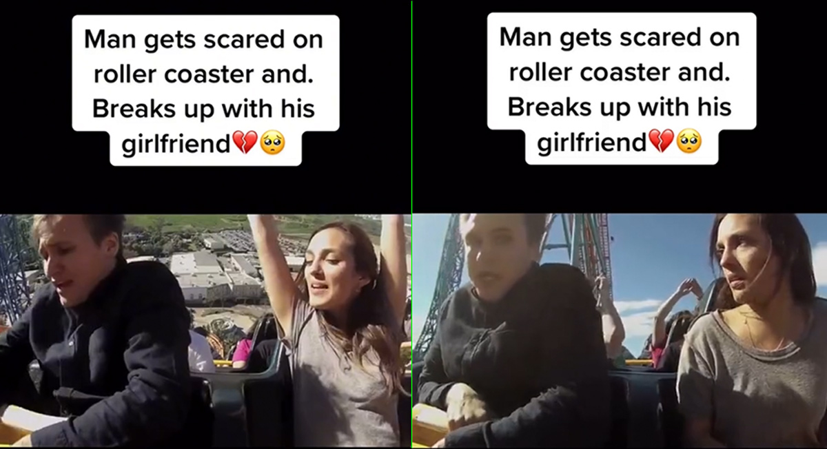 Man breaks up with his girlfriend on a roller coaster