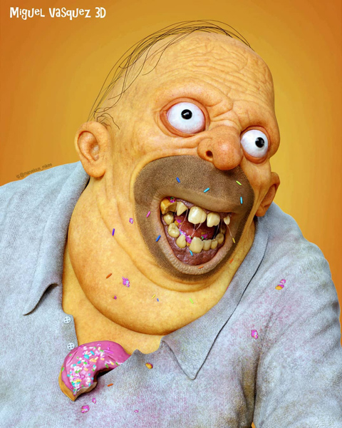 13 cartoon characters reimagined as creepy humans, with the help of 3D art