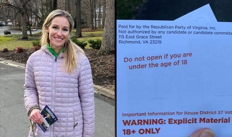 Explicit 18+ flyers of Democrat Susanna Gibson sent to voters in a sexist Republican smear campaign