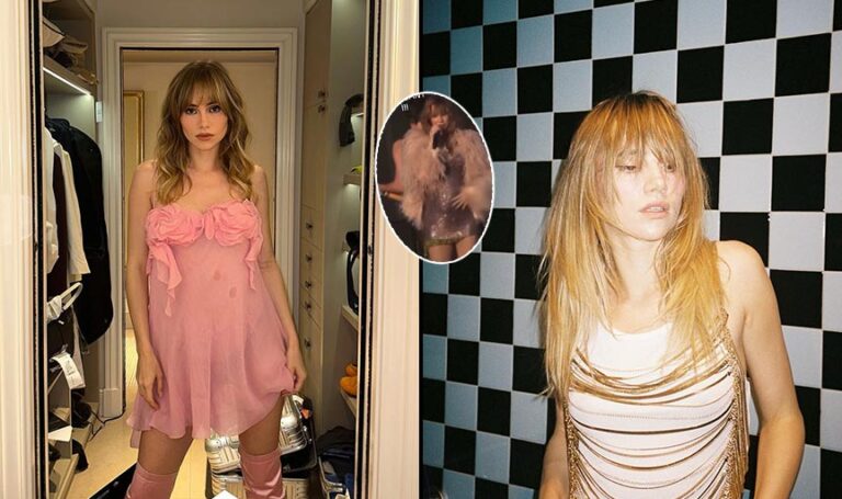 Suki Waterhouse expecting first child with Robert Pattinson, flaunts baby bump in sparkly dress