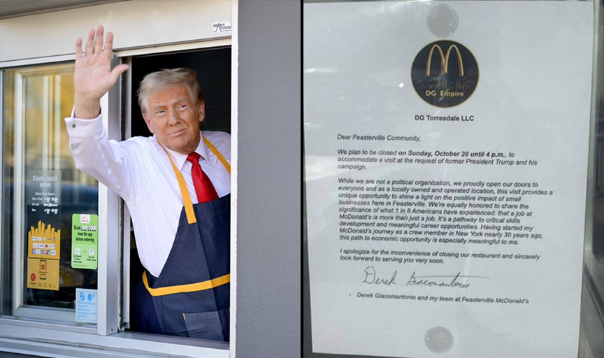 Donald Trump's viral McDonald's shift mocked online for b